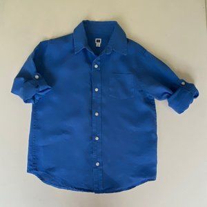 Janie and Jack Blue Linen Roll Cuff Shirt Size 7